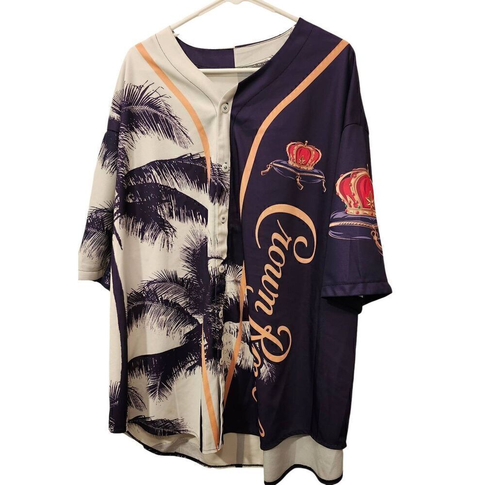 💕Royal Crown Fan Hawaiian Shirt, Aloha Beach Vacation Casual Button Down Sho Sl